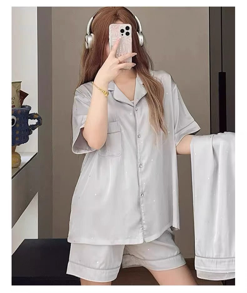 Pijama lụa băng tinh tú dài - ngắn