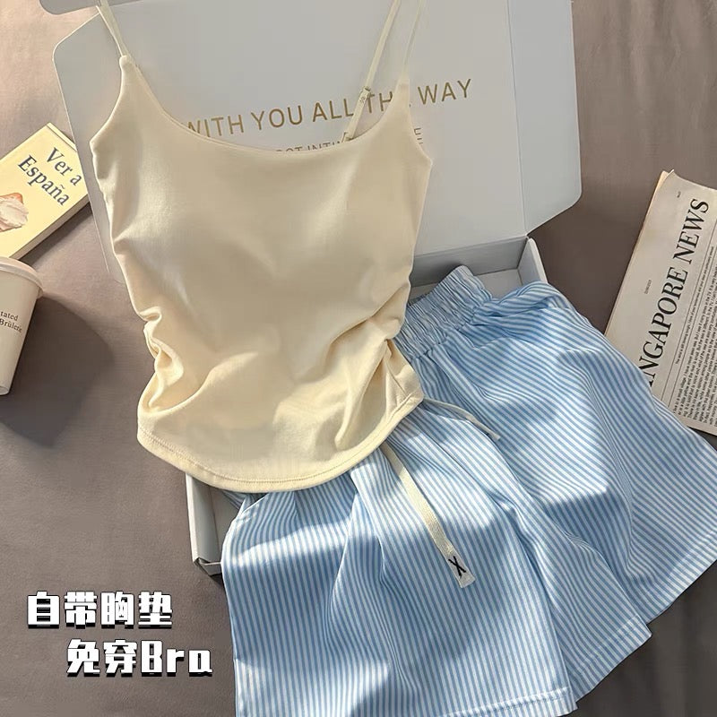 Set 2 dây trơn mút lót và quần đùi sọc dây rút
