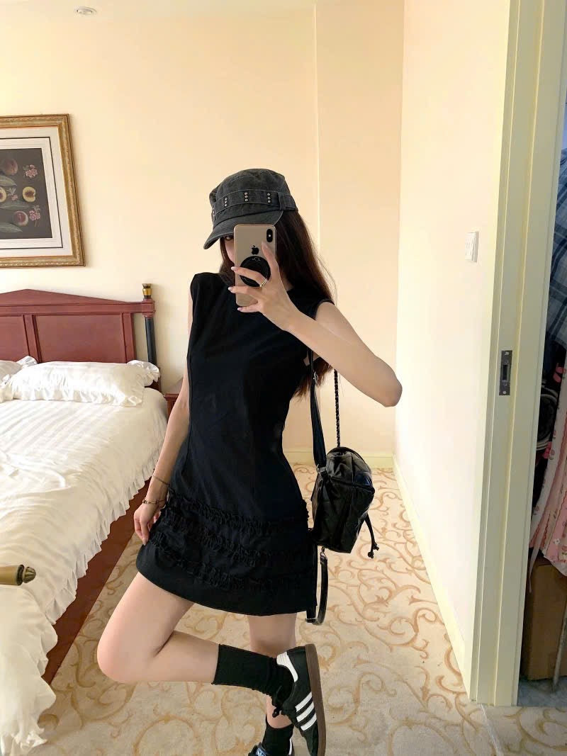 Váy suông ngắn viền bèo xinh xắn