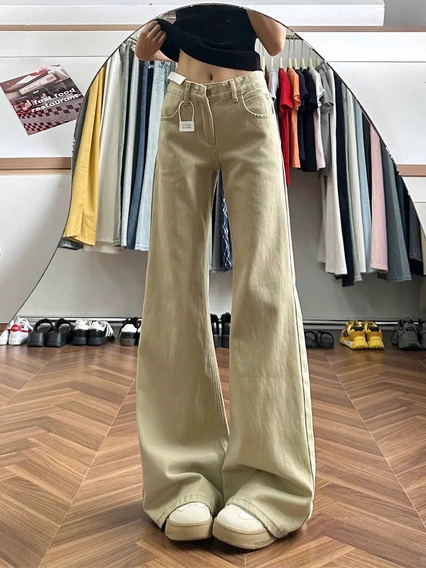 Quần ống loe jean & thun hack chân dài miên man