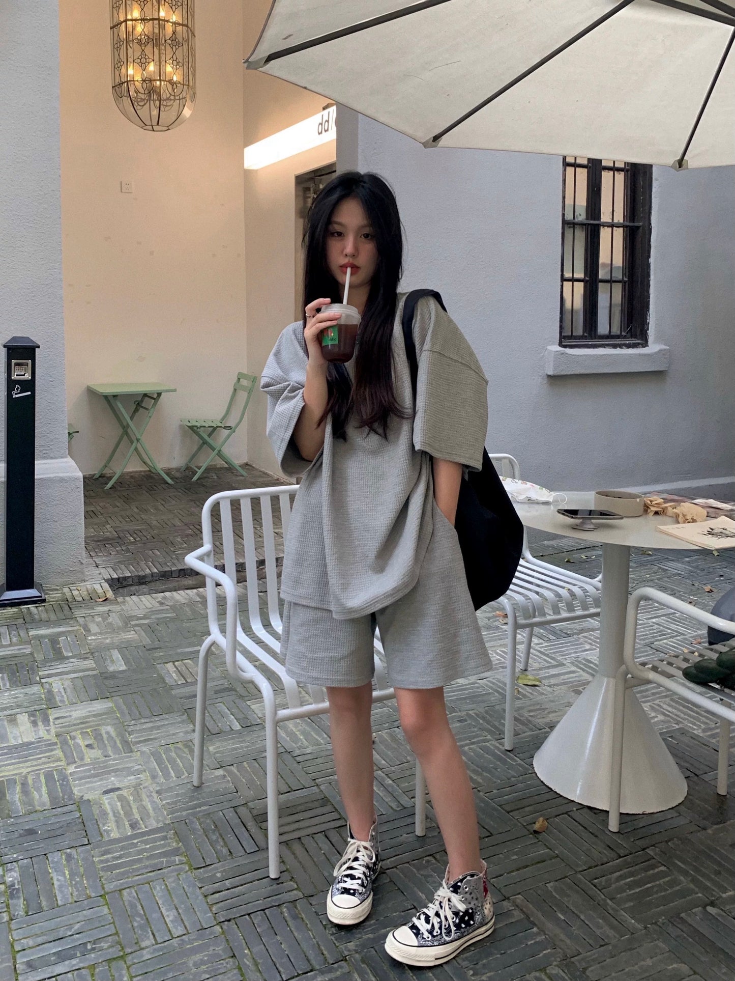 Bộ áo phông trơn quần đùi xám thể thao thoải mái