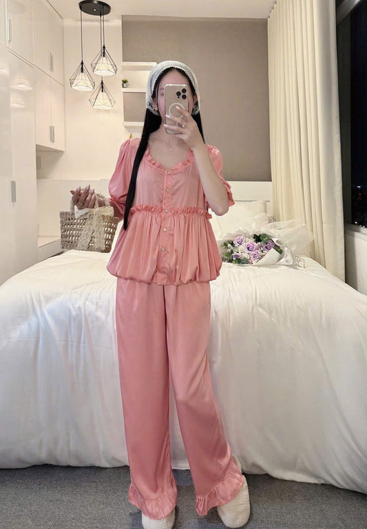 Bộ ngủ tiểu thư áo bí lụa tơ tằm