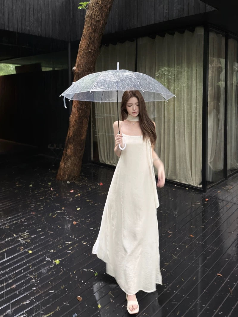 Đầm 2 dây trơn dài toả khí chất