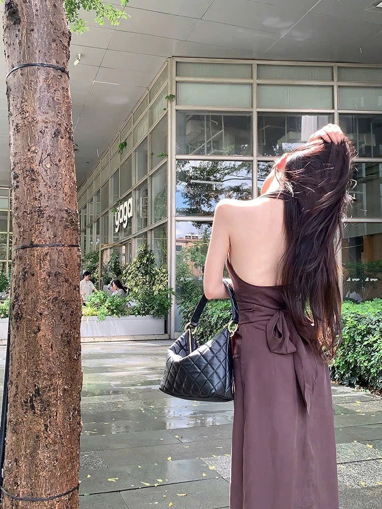 Đầm nâu thanh lịch