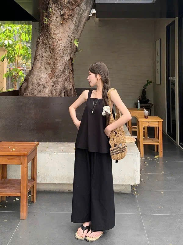 Set 2 dây mix quần suông xinh mùa hè