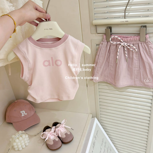 Áo ba lỗ váy hồng thể thao mát mẻ