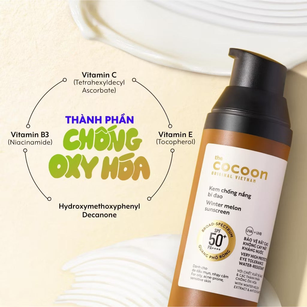 ￼Kem chống nắng bí đao quang phổ rộng SPF 50 +, PA ++++ Cocoon 50ml