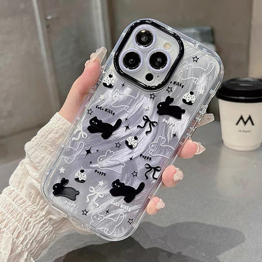 Ốp lưng IP mèo đen vân xám bạc