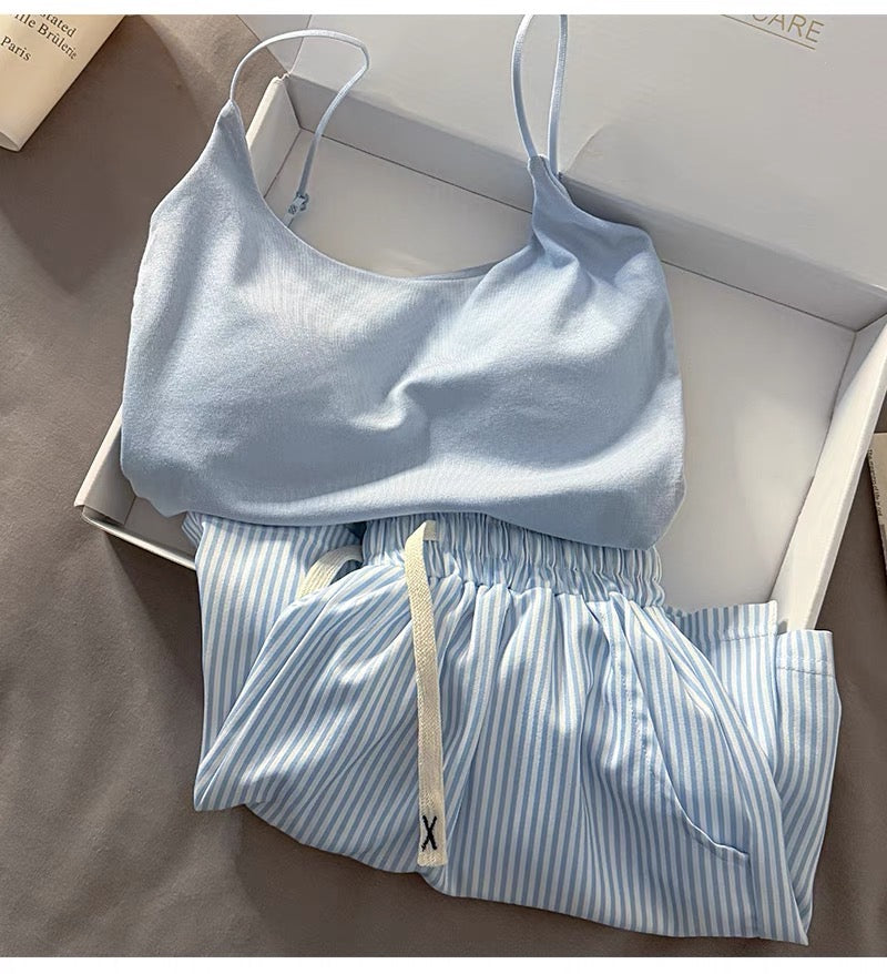 Set 2 dây trơn mút lót và quần đùi sọc dây rút