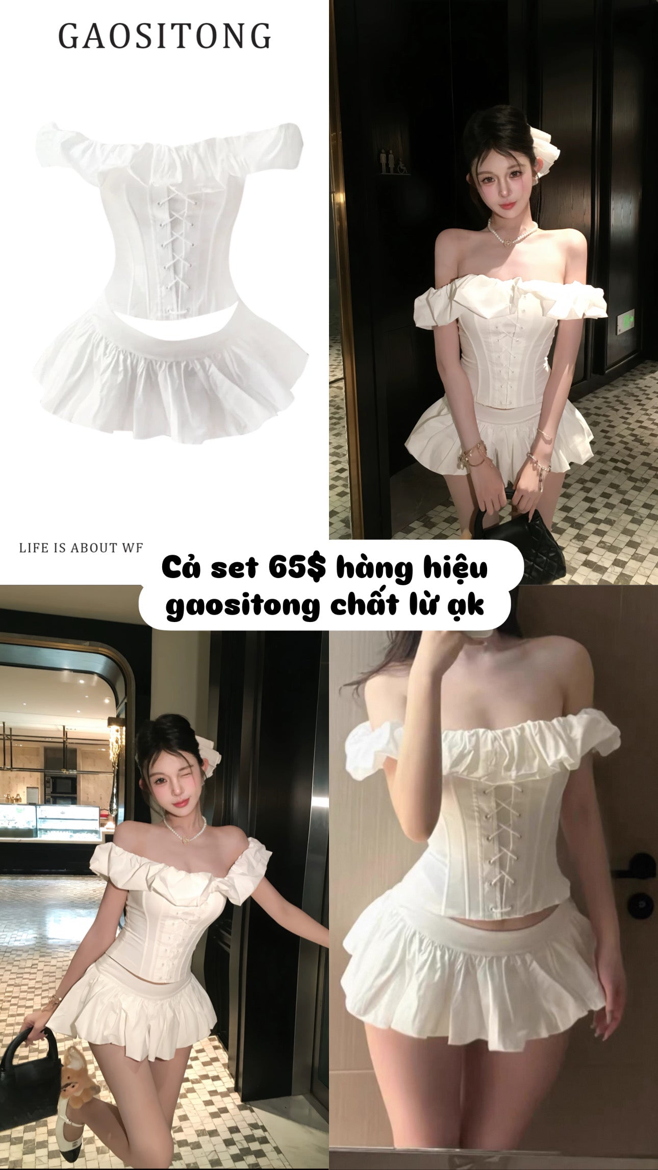 Set áo corset và chân váy hàng hiệu Gaositong chỉ 65$
