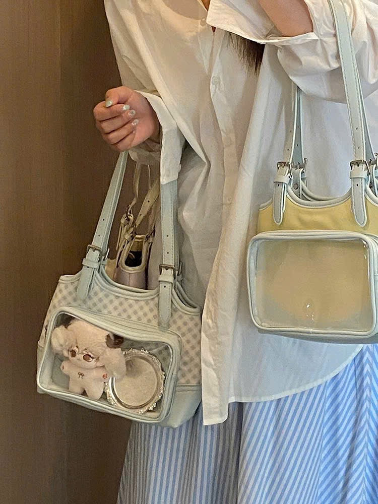 Túi đeo vai ngăn trong suốt màu pastel