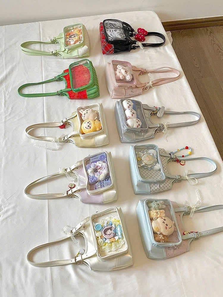 Túi đeo vai ngăn trong suốt màu pastel