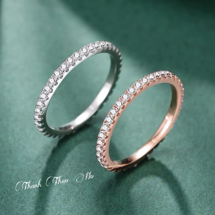 Nhẫn bạc sáng đính full đá mỏng đẹp