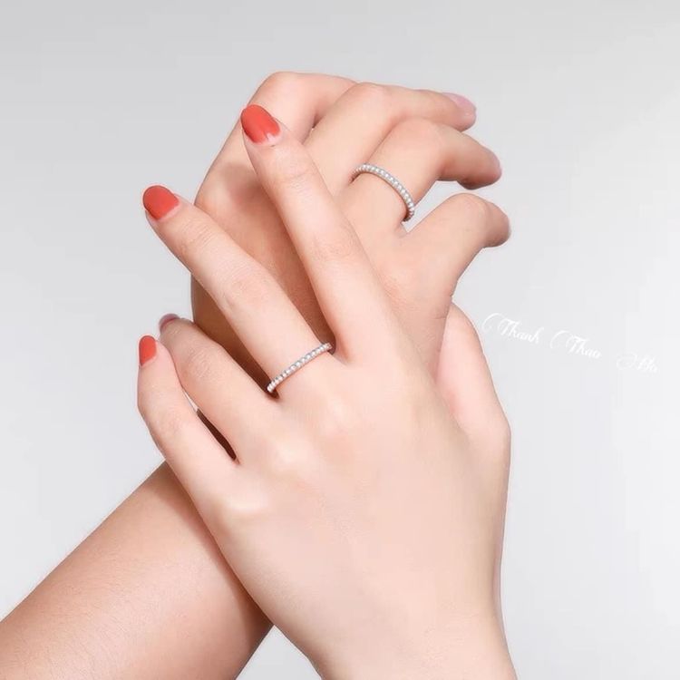 Nhẫn bạc sáng đính full đá mỏng đẹp