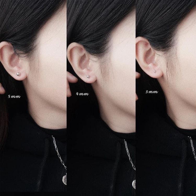 Khuyên tai bạc bi 2 đầu