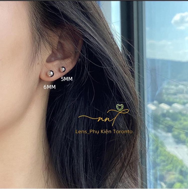 Khuyên tai bạc bi unisex