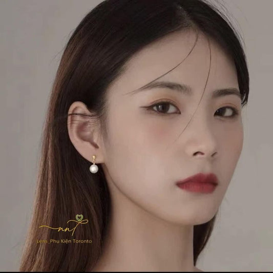 Khuyên tai bạc mix ngọc trai