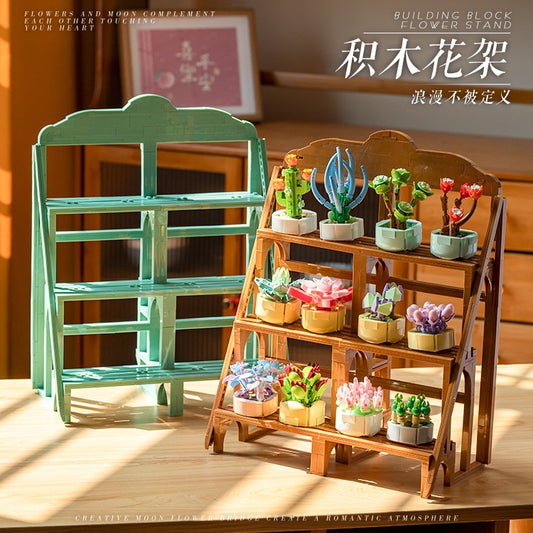 Lego kệ phân tầng chậu xương rồng, sen đá kèm hướng dẫn