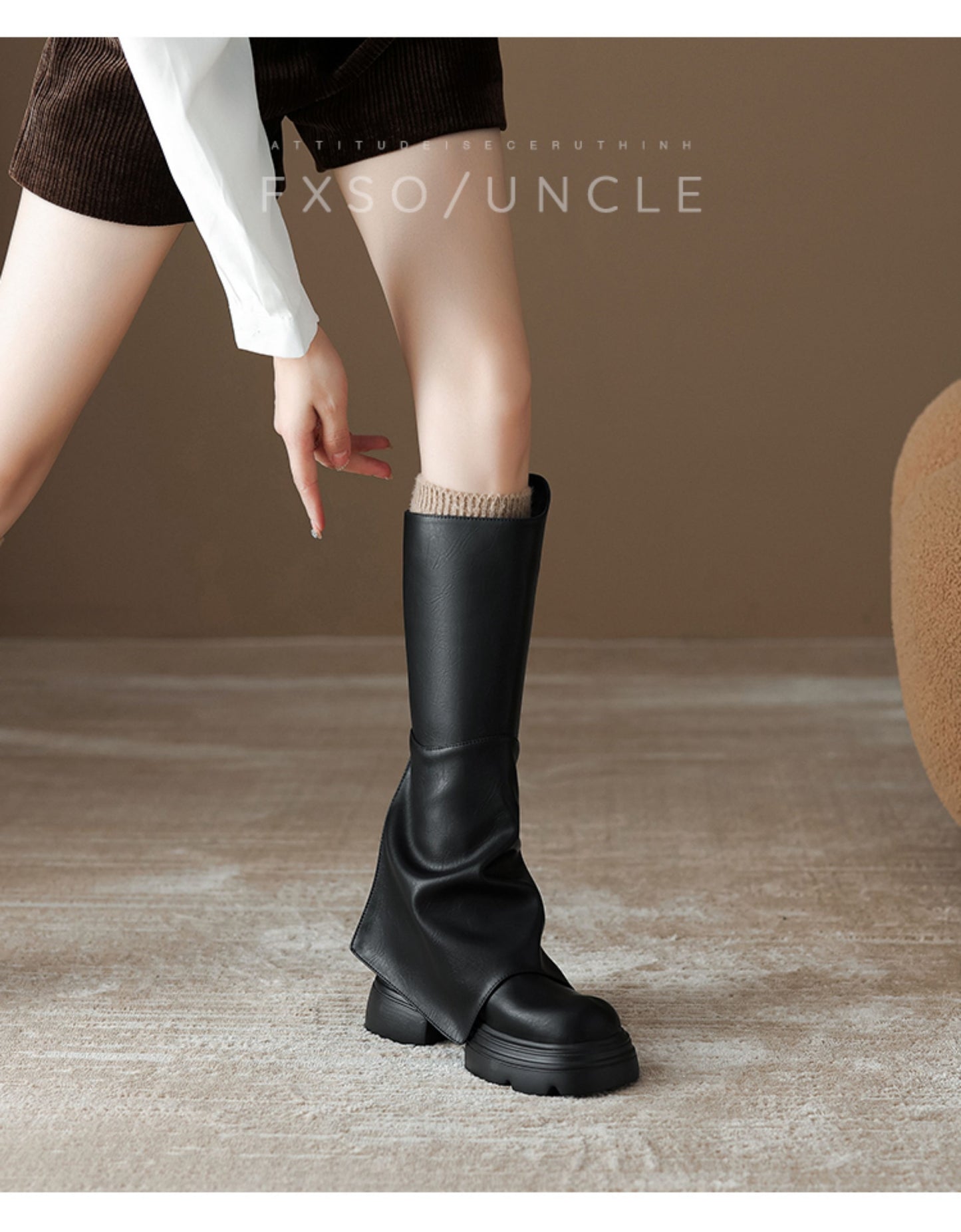 Giày boots da kiểu ống quần 2 dáng cổ cao - cổ thấp