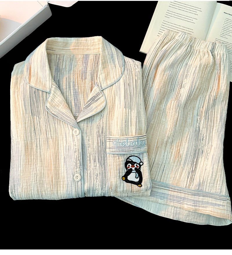 Pijama tay ngắn quần đùi cotton chim cánh cụt