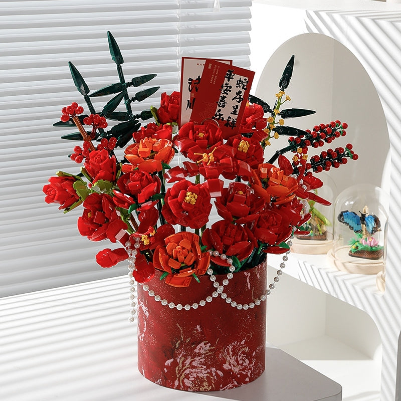 Lego hoa đỏ may mắn hỷ sự kèm hướng dẫn chi tiết