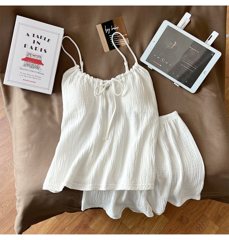 Bộ đồ ngủ cotton 2 dây quần đùi mút lót