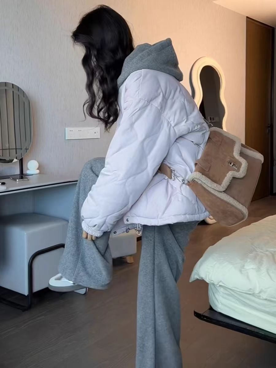 Bộ nỉ xám kèm áo khoác cotton set thu đông