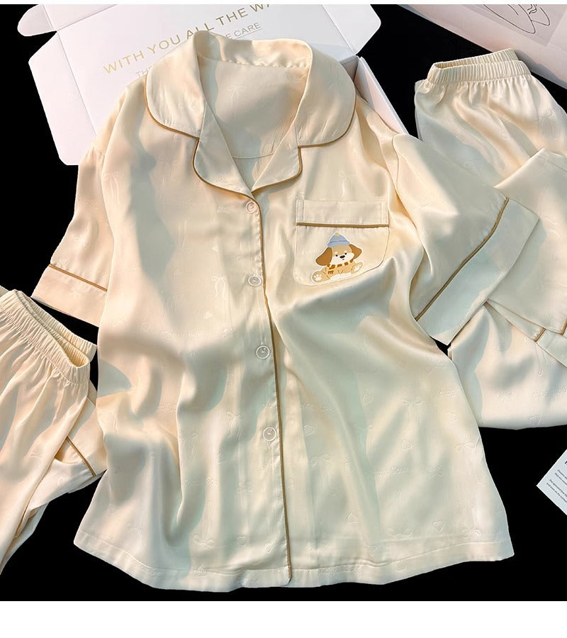 Set Pijama 3 món lụa hình cún