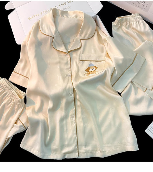 Set Pijama 3 món lụa hình cún