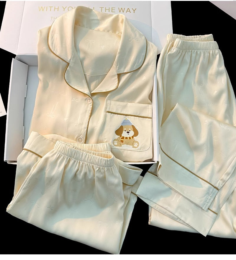 Set Pijama 3 món lụa hình cún
