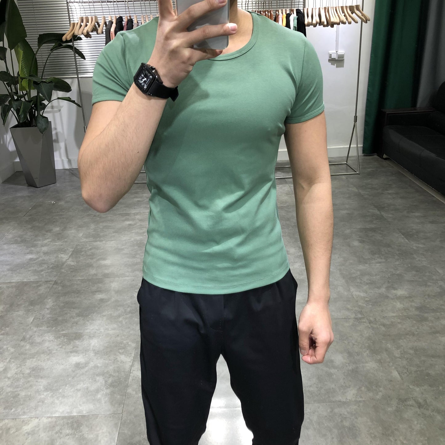 Áo phông nam trơn cổ tròn ôm vừa vặn nhiều màu