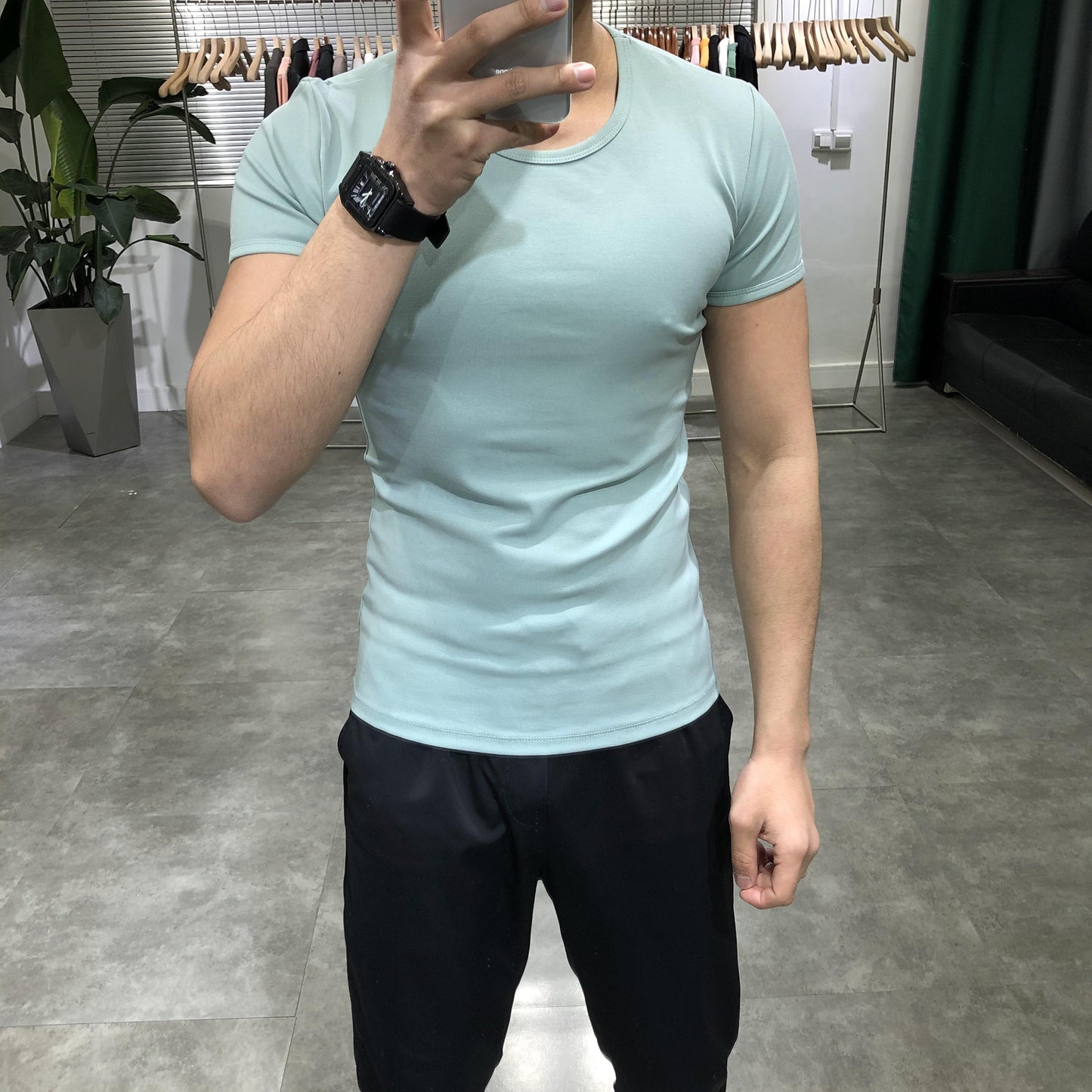 Áo phông nam trơn cổ tròn ôm vừa vặn nhiều màu