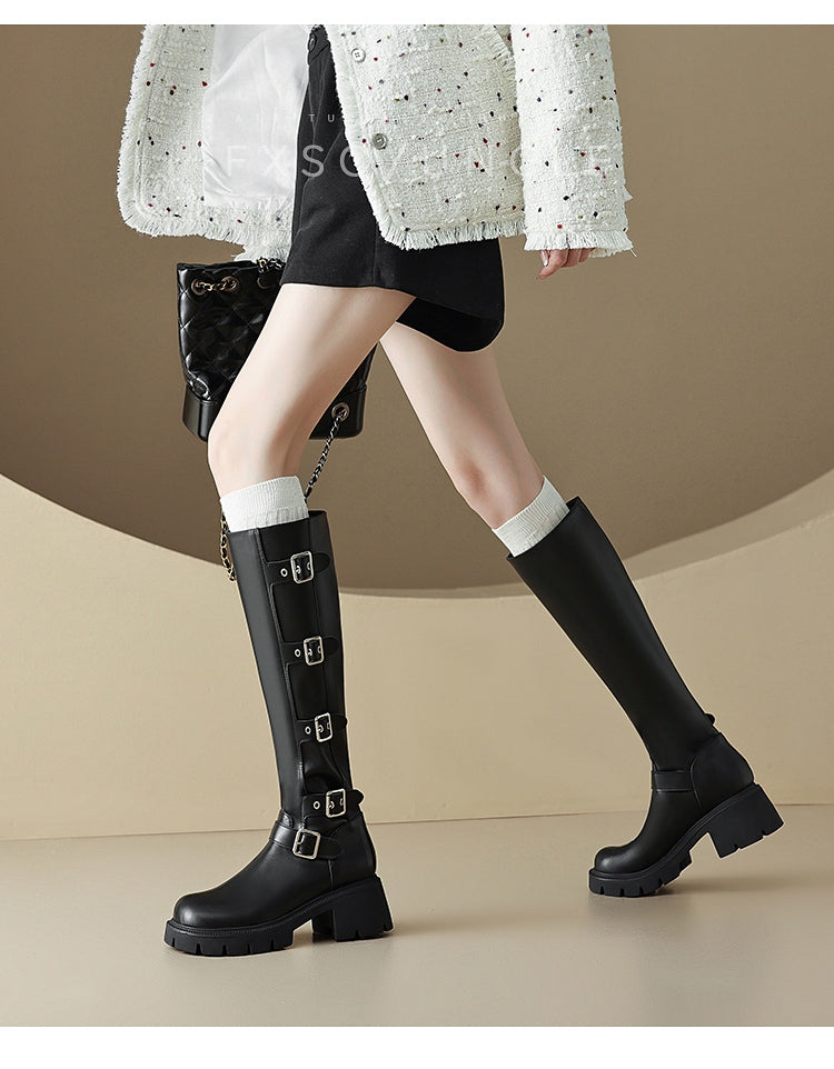 Giày boots cao cổ khóa kéo phong cách cao bồi