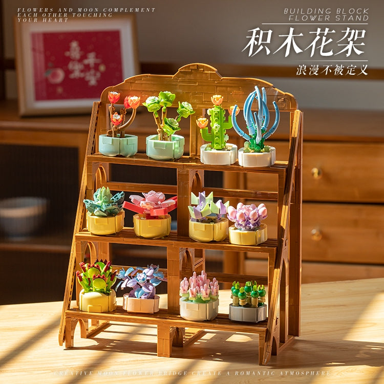 Lego kệ phân tầng chậu xương rồng, sen đá kèm hướng dẫn