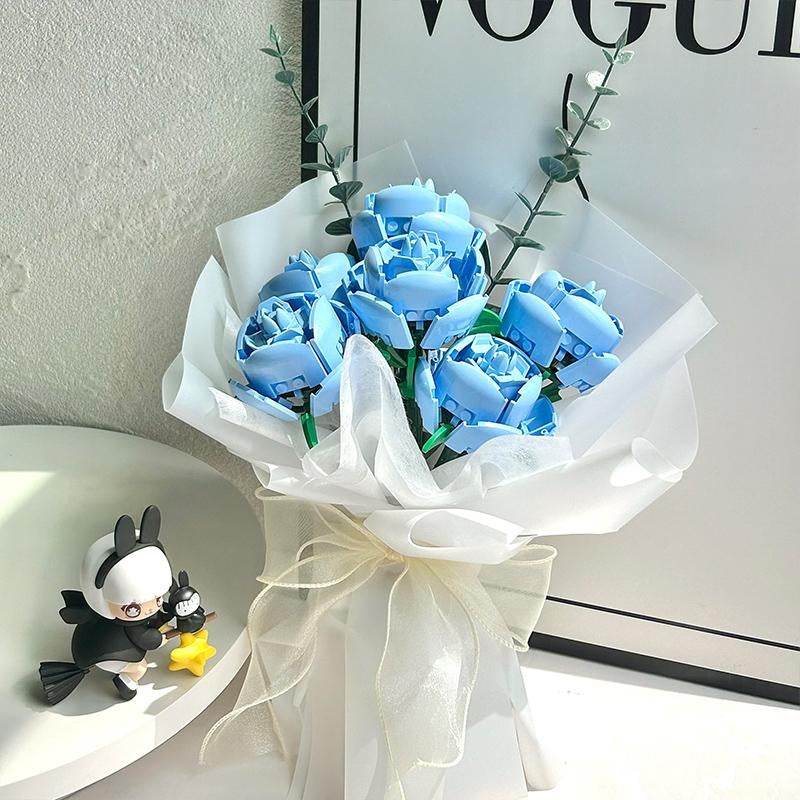 Lego bó hoa hồng tặng kèm giấy gói và ruy băng