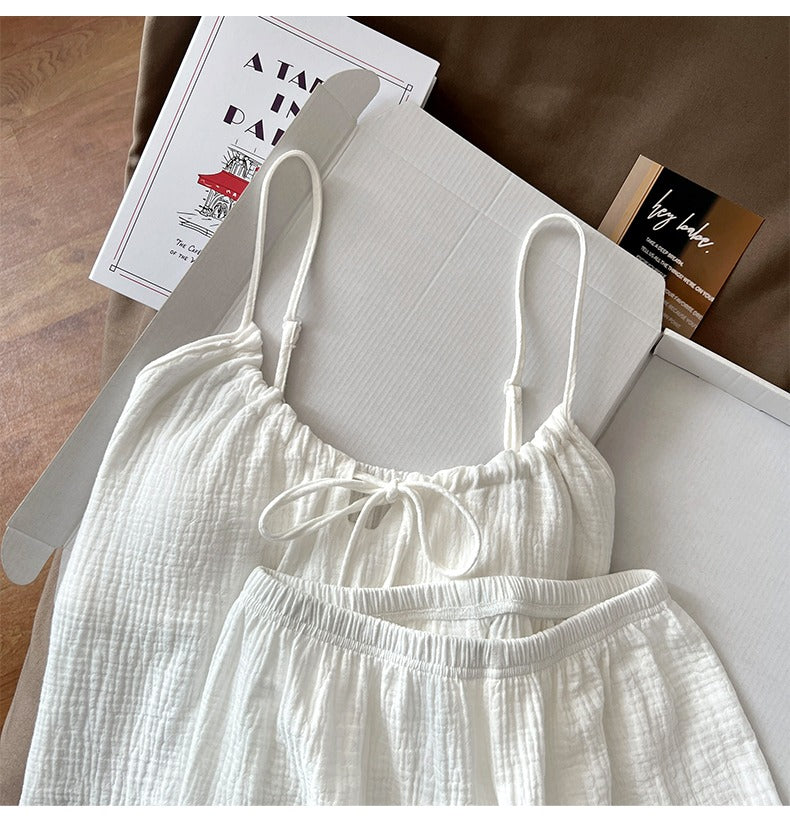 Bộ đồ ngủ cotton 2 dây quần đùi mút lót
