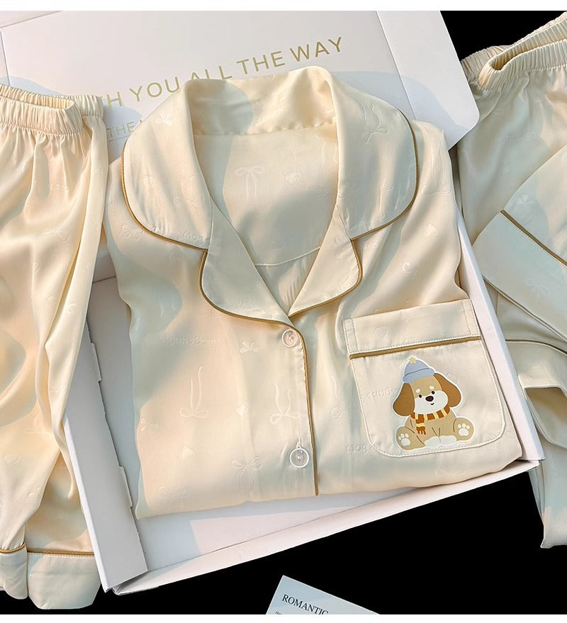 Set Pijama 3 món lụa hình cún