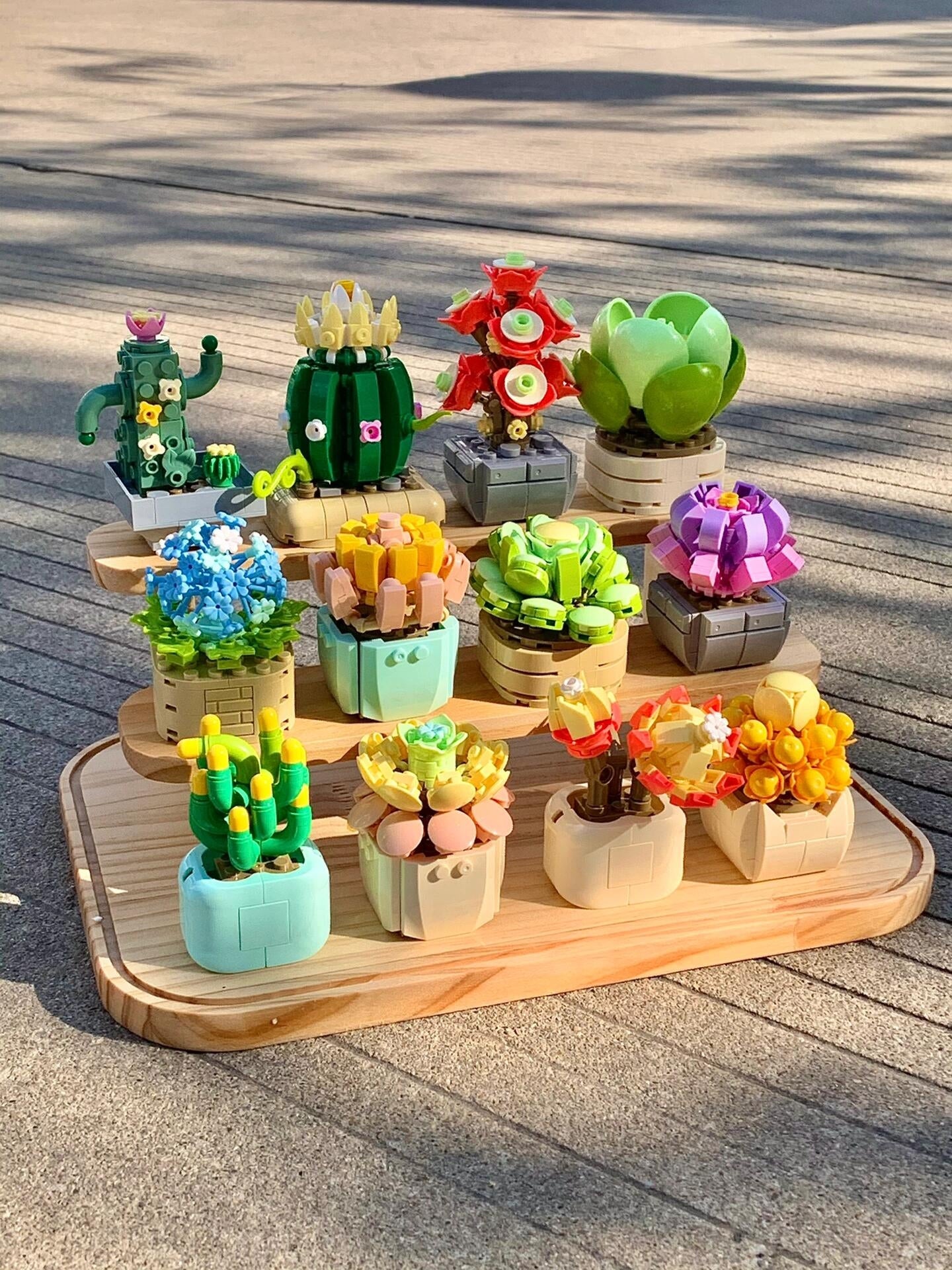 Hộp lego trong suốt chậu xương rồng, sen đá kèm hướng dẫn
