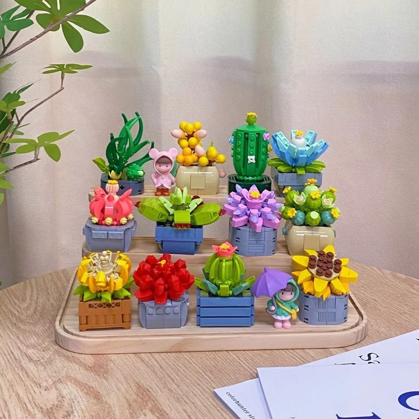 Hộp lego trong suốt chậu xương rồng, sen đá kèm hướng dẫn
