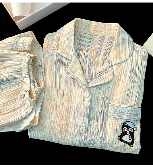 Pijama tay ngắn quần đùi cotton chim cánh cụt