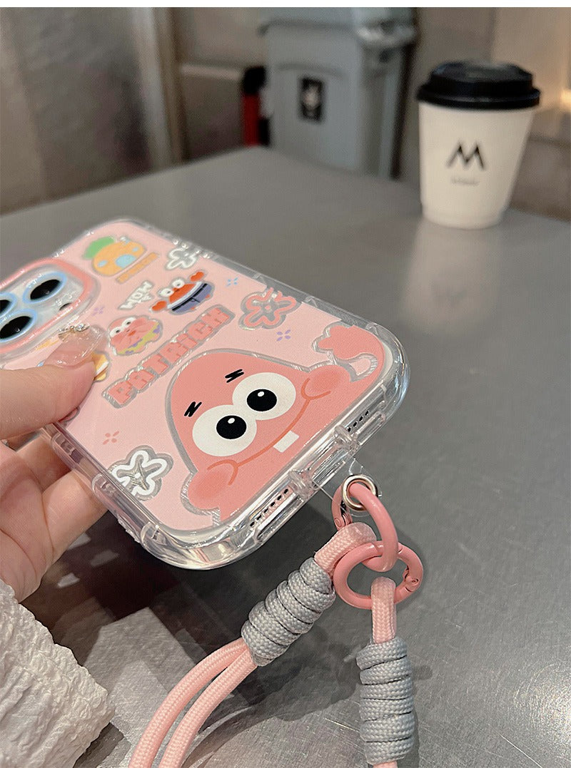 Ốp lưng IP silicone SpongeBob Patrick Star kèm dây đeo tay