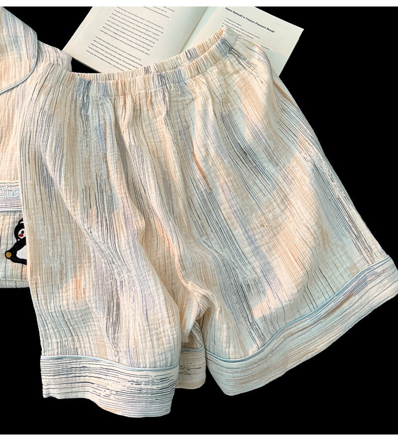 Pijama tay ngắn quần đùi cotton chim cánh cụt