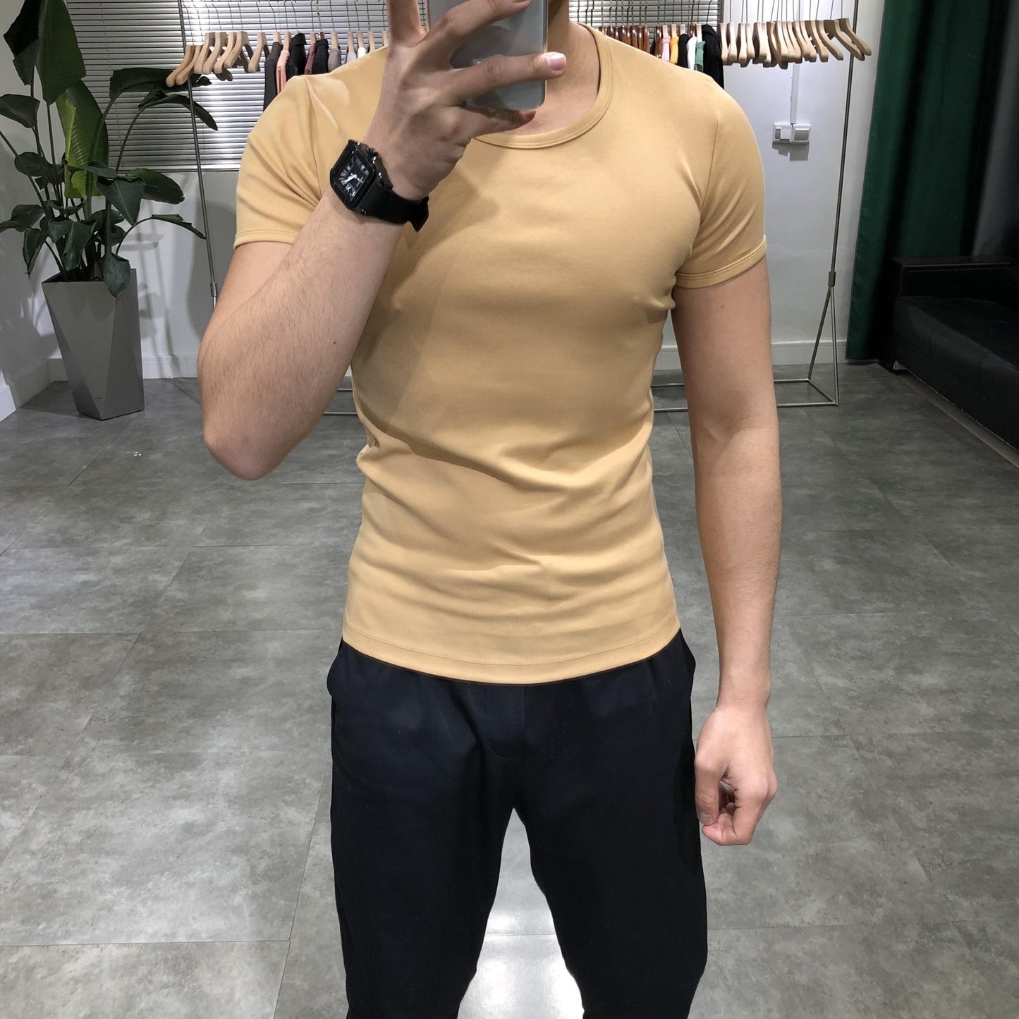 Áo phông nam trơn cổ tròn ôm vừa vặn nhiều màu