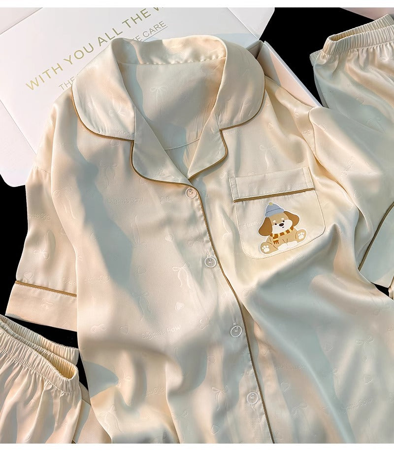 Set Pijama 3 món lụa hình cún
