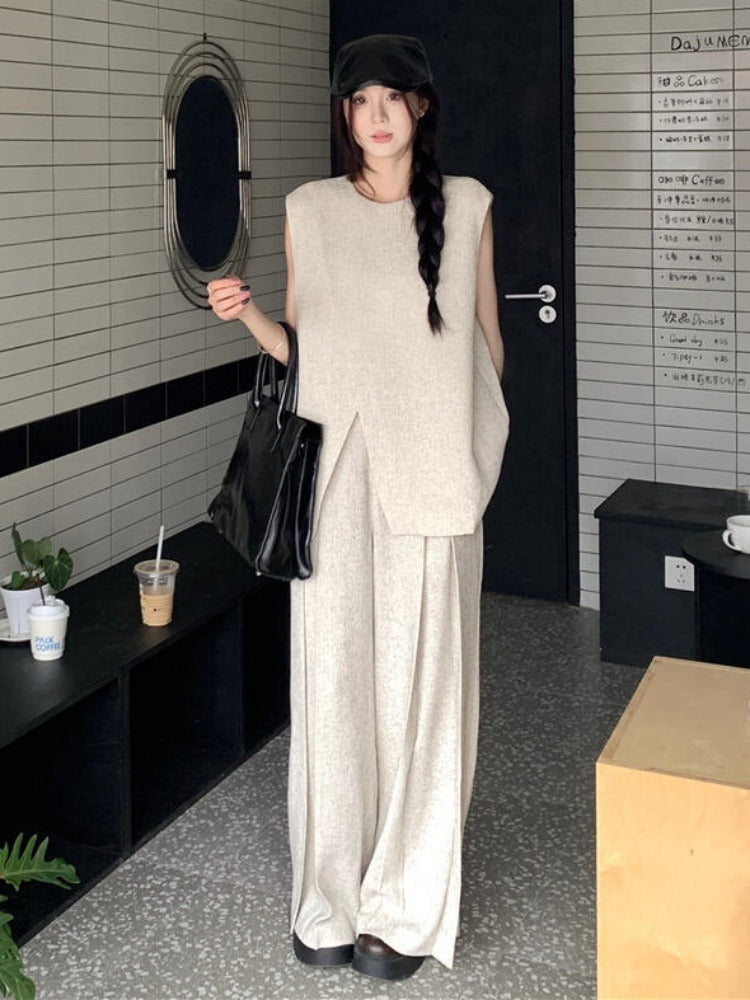Set áo vạt chéo sát nách quần suông thanh lịch