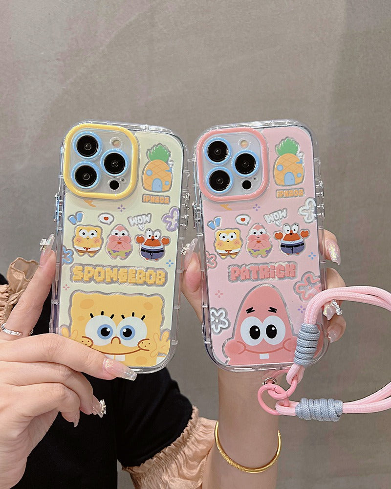 Ốp lưng IP silicone SpongeBob Patrick Star kèm dây đeo tay