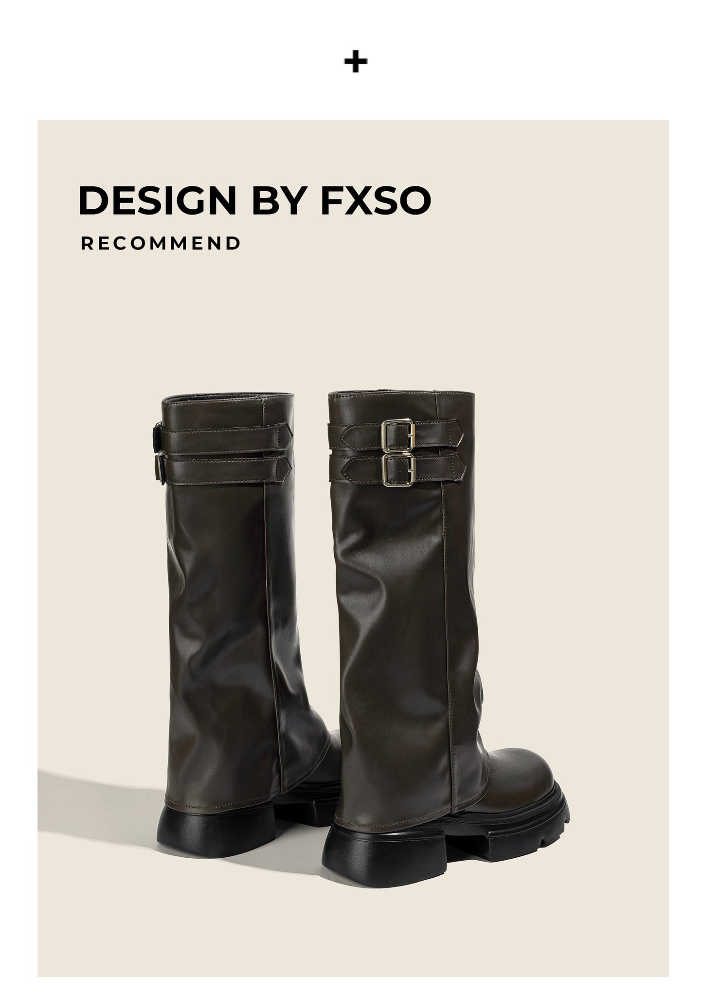 Giày boots cao cổ da trơn kiểu ống quần