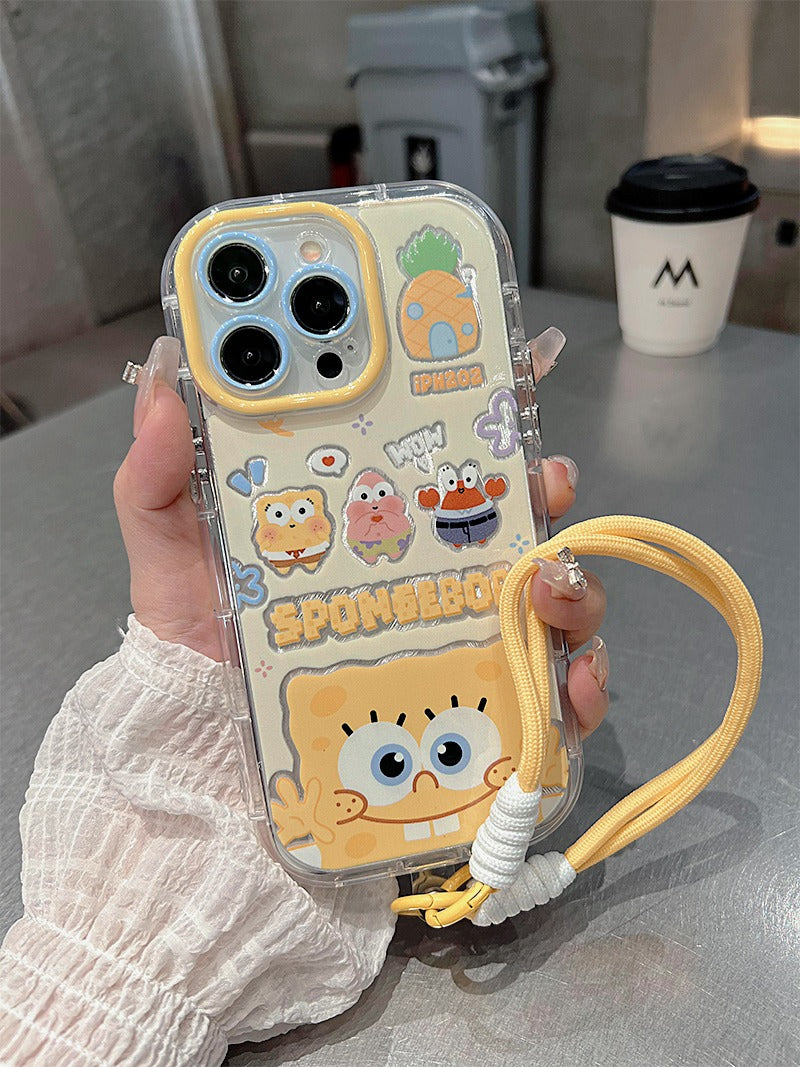 Ốp lưng IP silicone SpongeBob Patrick Star kèm dây đeo tay