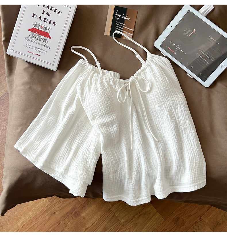 Bộ đồ ngủ cotton 2 dây quần đùi mút lót