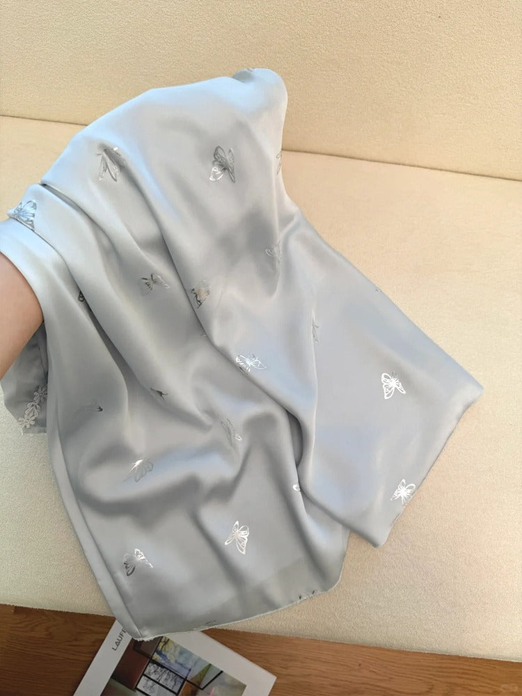 Váy ngủ 2 dây bướm bạc xanh mút ngực